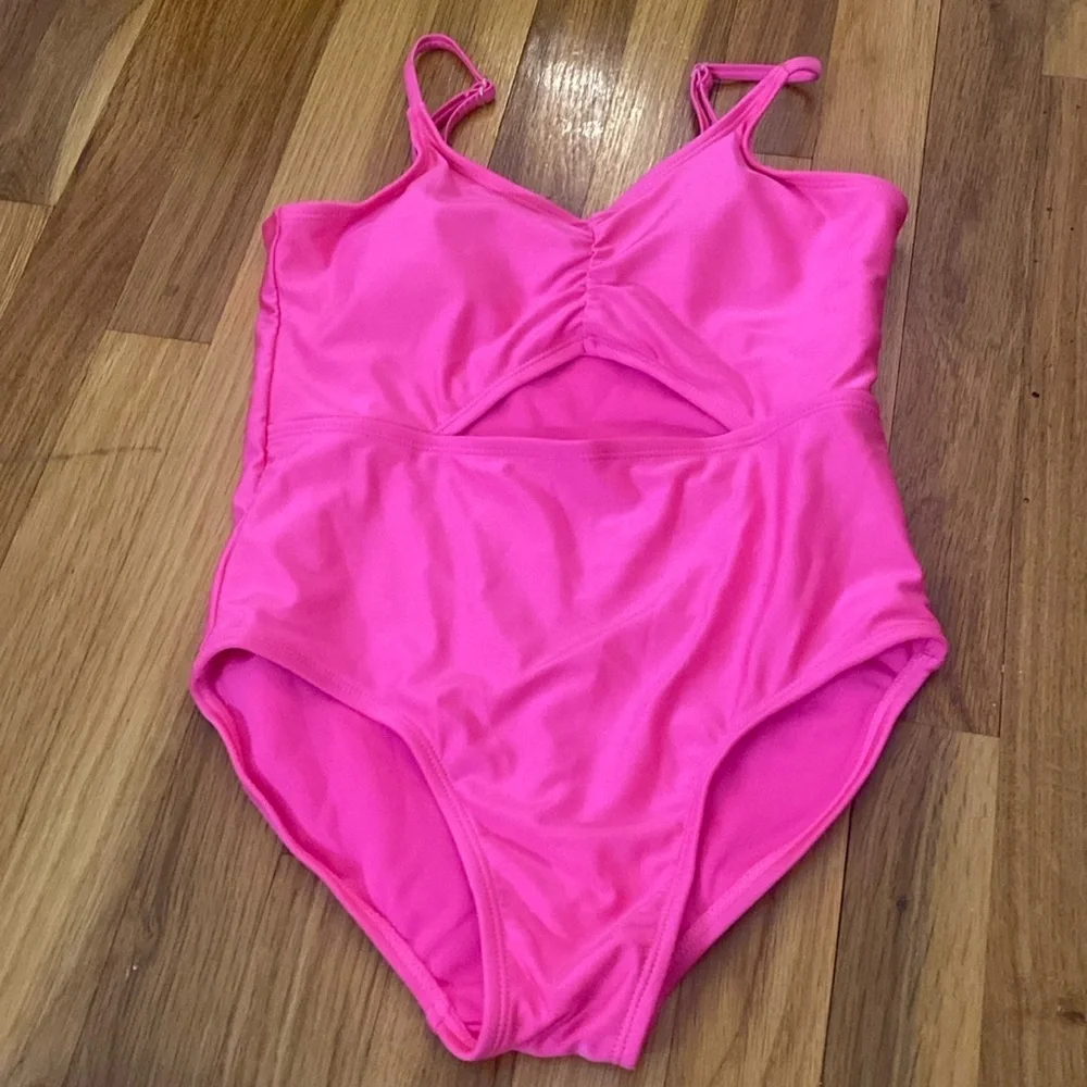 Art Class Girls Pink Cross Front One Piece Swimsuit Size XL